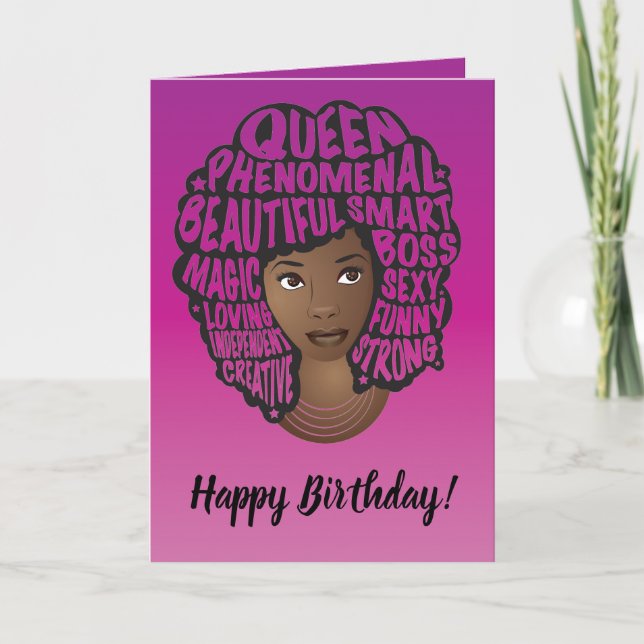Tarjeta Feliz cumpleaños, Motivadoras mujeres negras, mage (Anverso)