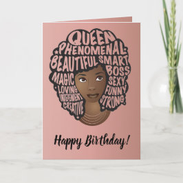 Tarjeta Feliz cumpleaños, Motivadoras mujeres negras, rosa