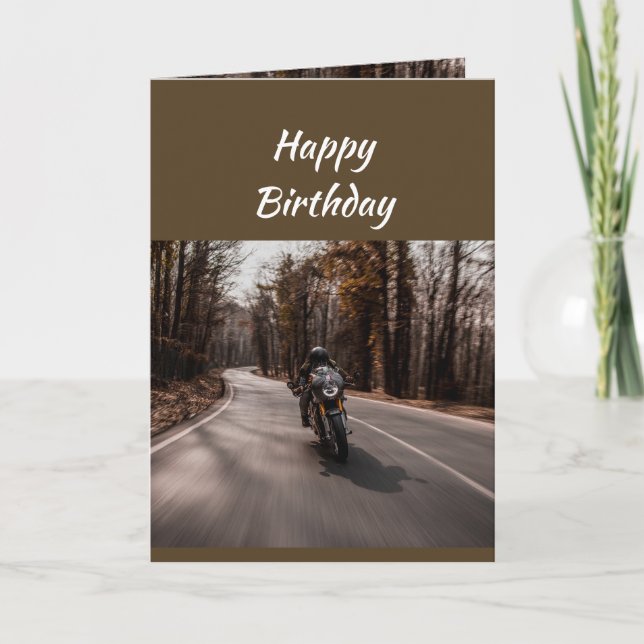 Tarjeta Feliz Cumpleaños Motociclista Motocicleta (Anverso)