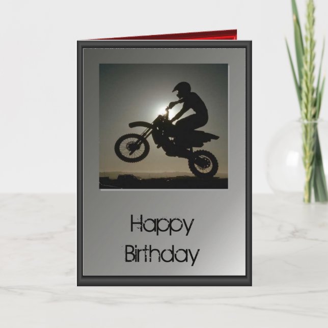 Tarjeta Feliz cumpleaños - Motocross (Anverso)