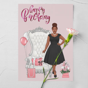 Tarjeta Feliz cumpleaños, mujer afroamericana