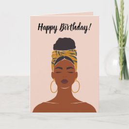 Tarjeta Feliz cumpleaños, mujer negra
