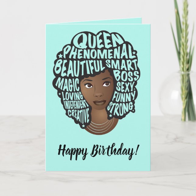 Tarjeta Feliz cumpleaños, mujeres Motivadoras, verde Verde (Anverso)