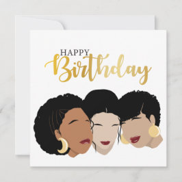 Tarjeta ¡Feliz cumpleaños! Mujeres negras, hermanas amigas