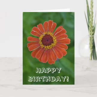 Tarjeta Feliz cumpleaños Naranja flor Zinnia