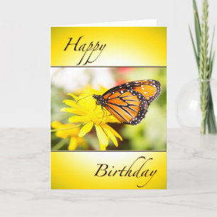 Tarjeta Feliz cumpleaños Naranja Monarch Butterfly Card