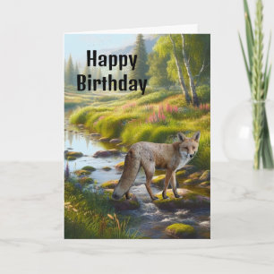 Tarjeta Feliz cumpleaños naturaleza, animales salvajes