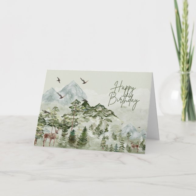 Tarjeta Feliz cumpleaños, naturaleza y amor al aire libre (Anverso)