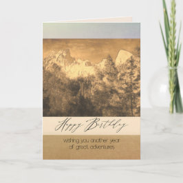 Tarjeta Feliz cumpleaños, naturaleza y aventura al aire li