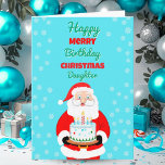 Tarjeta Feliz cumpleaños Navidades Santa Daughter<br><div class="desc">¡Celebra el cumpleaños de los Navidades de tu hija con una tarjeta que brilla de alegría! Santa Claus lleva una tarta de cumpleaños festiva, reuniendo la magia de los Navidades y la felicidad de su día especial. Una manera alegre de mostrarle a su nieta lo amada que es durante esta...</div>