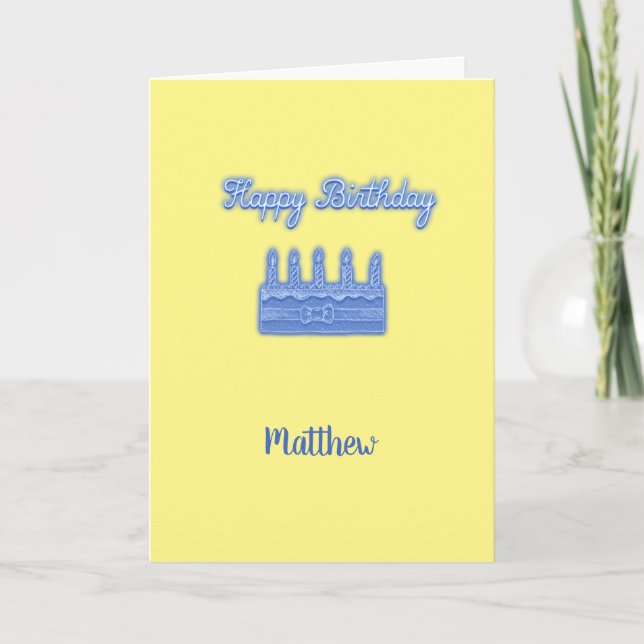 Tarjeta Feliz cumpleaños Neon Blue Text con Personalizado  (Anverso)
