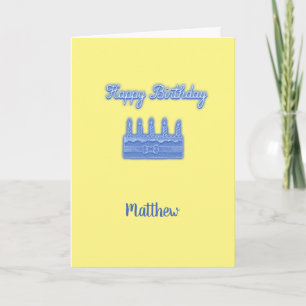 Tarjeta Feliz cumpleaños Neon Blue Text con Personalizado