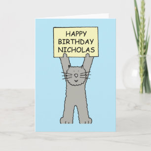 Tarjeta Feliz cumpleaños Nicholas Personalizado Cat
