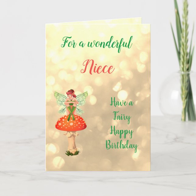 Tarjeta Feliz cumpleaños Niece Diseño de hadas (Anverso)
