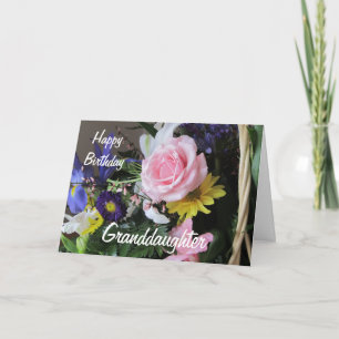 Tarjeta Feliz cumpleaños, nieta y rosa Rose Bouquet