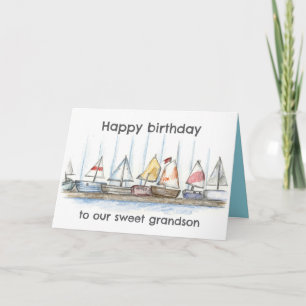 Tarjeta Feliz Cumpleaños Nieto Barcos de Vela Juguetes Per