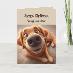 Tarjeta Feliz cumpleaños nieto divertido perro tonto