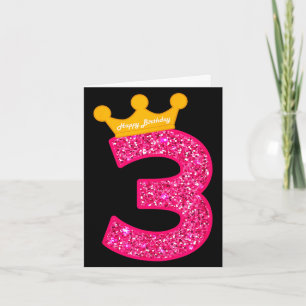 Tarjeta Feliz cumpleaños niñas 3º fiesta 3 años de edad cu