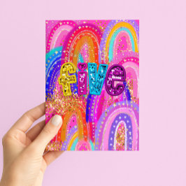 Tarjeta Feliz Cumpleaños niñas 5 años