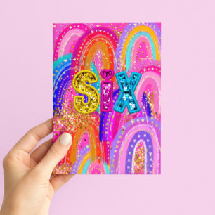 Tarjeta Feliz cumpleaños niñas 6 años
