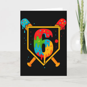Tarjeta Feliz Cumpleaños Niño De 6 Años Helado De Béisbol 