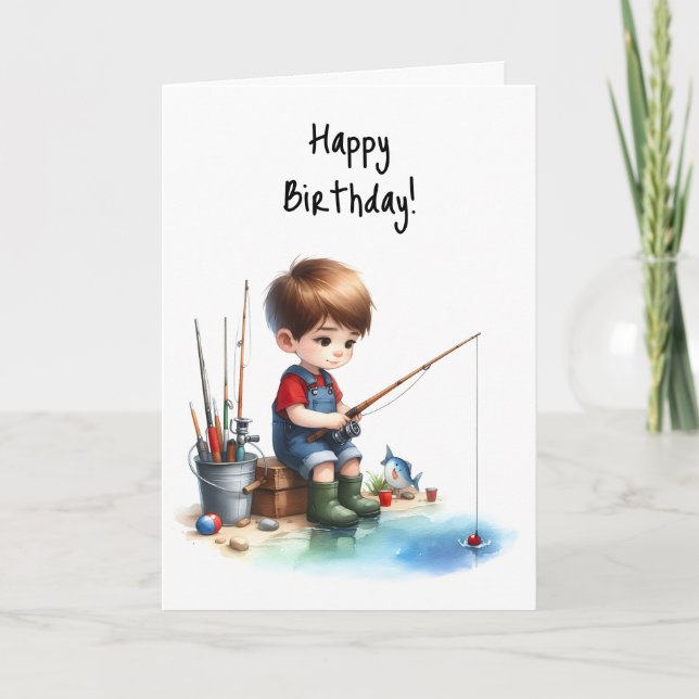 Tarjeta Feliz cumpleaños niño pescador que derrocó a camis (Anverso)