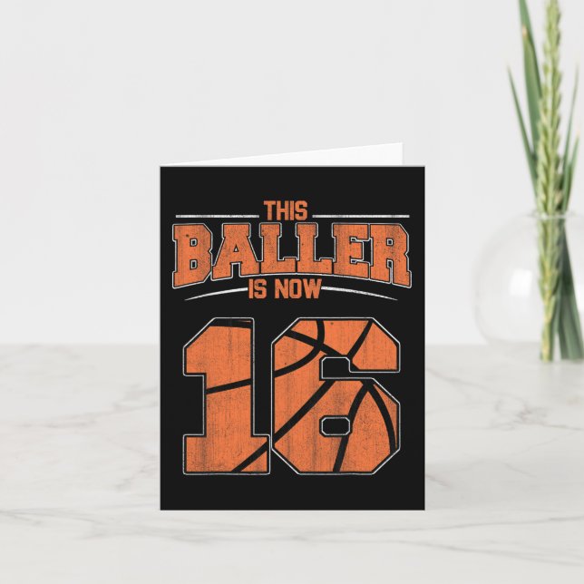Tarjeta Feliz cumpleaños niños de 16 años de básquetbol di (Anverso)