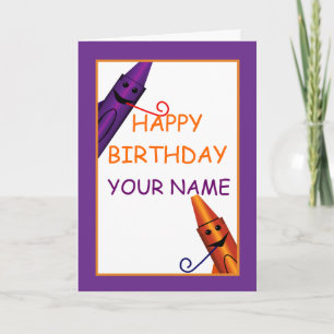 Tarjeta Feliz cumpleaños niños nombran a Crayon Design Gre
