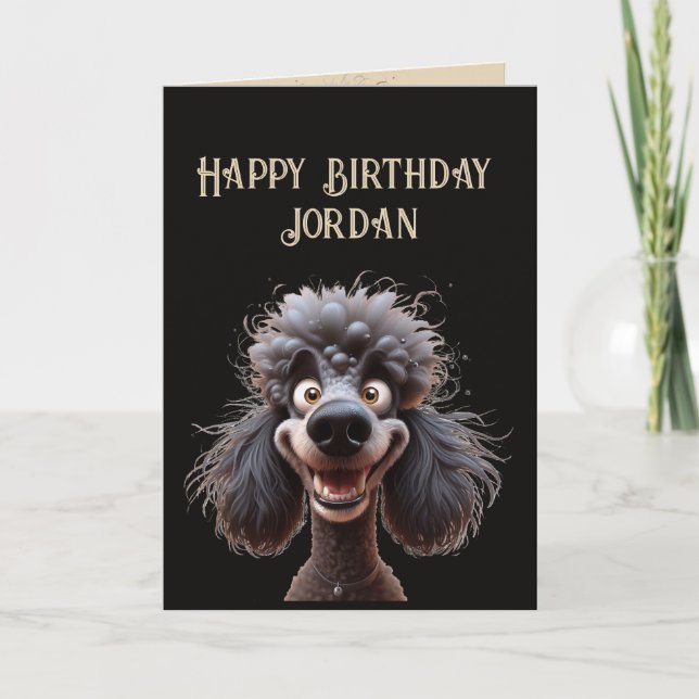 Tarjeta Feliz cumpleaños No Stress Poodle Dog Nombre perso (Anverso)