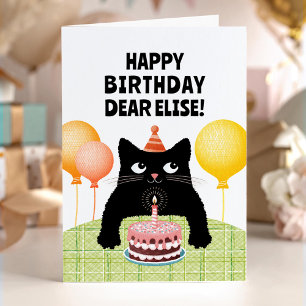 Tarjeta Feliz cumpleaños nombre personalizado con gatito n