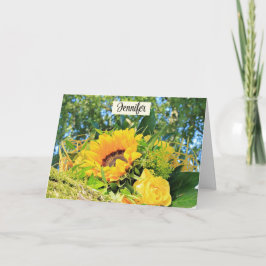 Tarjeta Feliz cumpleaños nombre personalizado de girasol