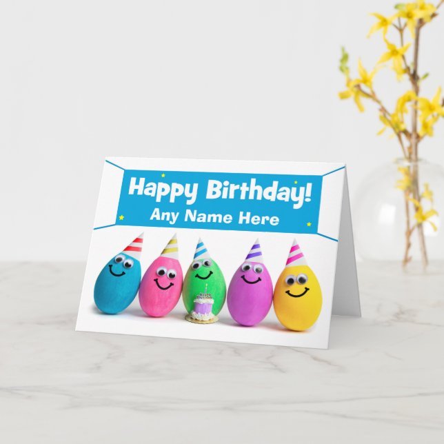 Tarjeta Feliz Cumpleaños Nombre Personalizado Huevo Humor (flor amarilla)