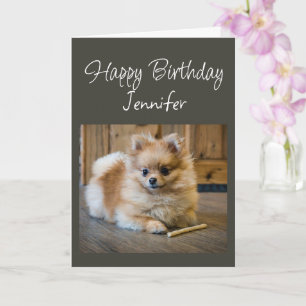 Tarjeta Feliz Cumpleaños Nombre Personalizado Perrito Pome
