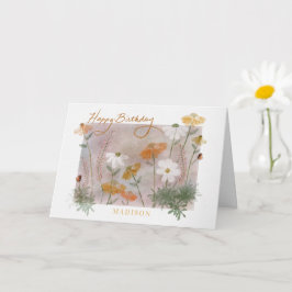 Tarjeta Feliz cumpleaños nombre personalizado Watercolor F