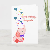 Feliz cumpleaños, nombre personalizado y bebé elef