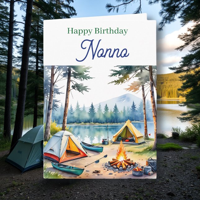 Tarjeta Feliz Cumpleaños Nonno | Poema de Camping (Subido por el creador)
