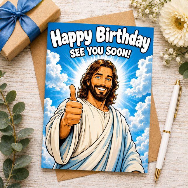 Tarjeta Feliz Cumpleaños — ¡Nos vemos pronto! (🎂 A Heavenly Funny Birthday Surprise!)