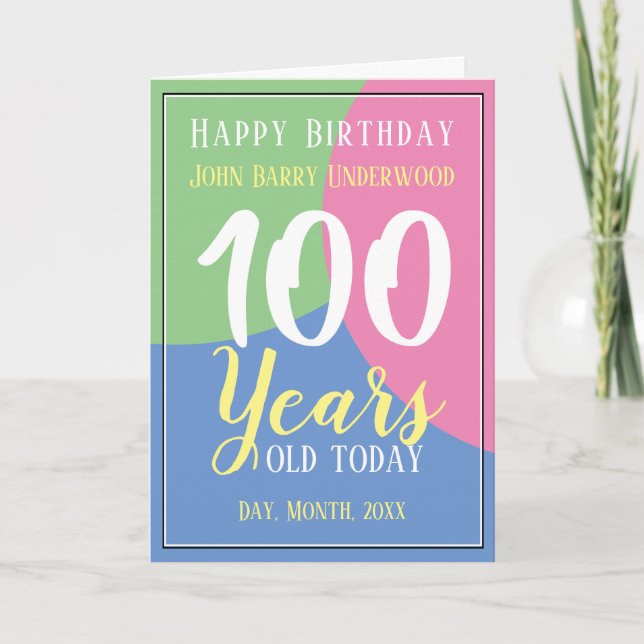 Tarjeta Feliz cumpleaños número 100 (Anverso)
