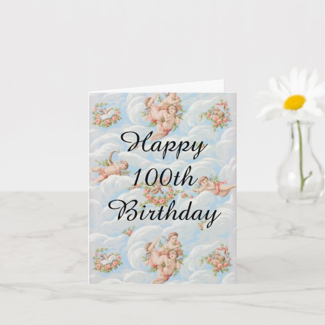 Tarjeta Feliz cumpleaños número 100. (Planta pequeña)