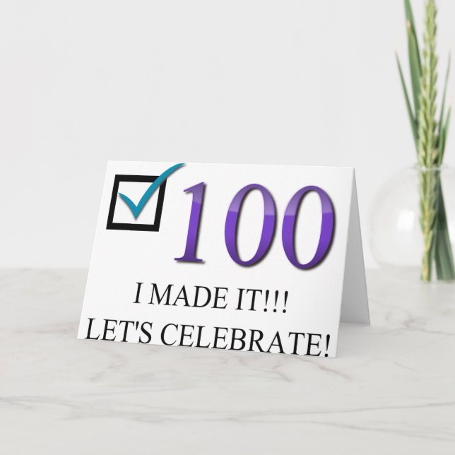 Tarjeta Feliz cumpleaños número 100 (Anverso)
