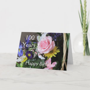 Tarjeta ¡Feliz cumpleaños número 100! Rosa Rosa Rosa Bouqu