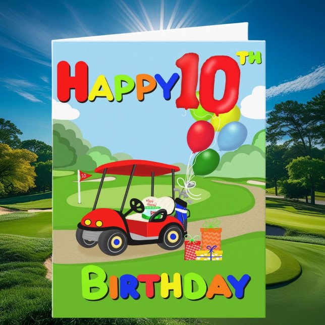 Tarjeta Feliz cumpleaños número 10 Red Boys Golf Card (Subido por el creador)