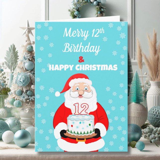 Tarjeta Feliz cumpleaños número 12 de Navidad Santa  (Subido por el creador)