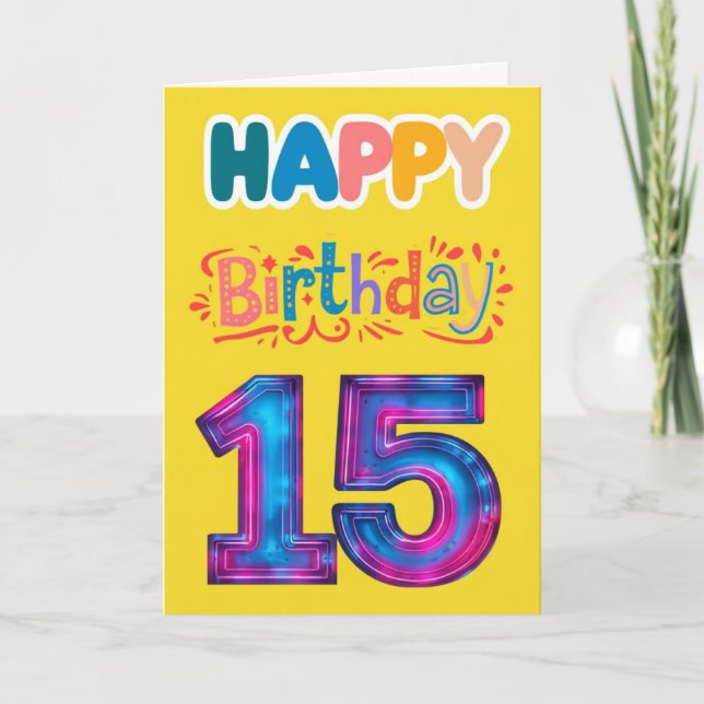 Tarjeta Feliz cumpleaños número 15 (Anverso)