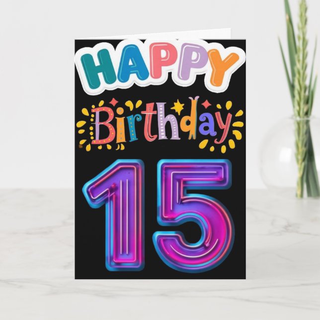 Tarjeta Feliz cumpleaños número 15 (Anverso)