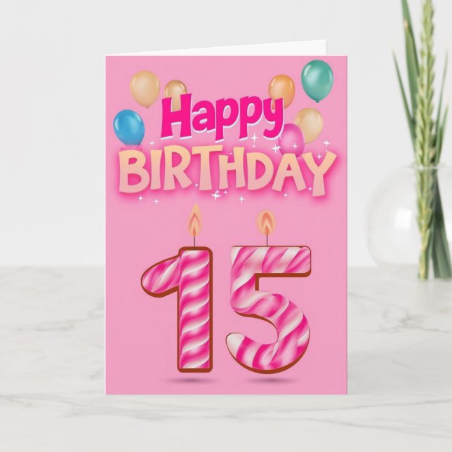 Tarjeta Feliz cumpleaños número 15 (Anverso)
