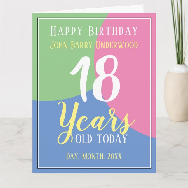 Tarjeta Feliz cumpleaños número 18 (Anverso)