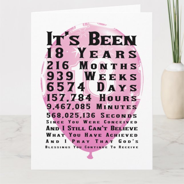 Tarjeta Feliz cumpleaños número 18 (Anverso)