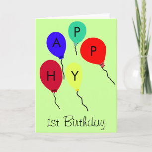 Tarjeta Feliz cumpleaños número 1 Globos Coloridos CUALQUI