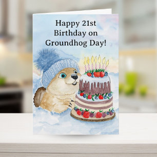Tarjeta  Feliz cumpleaños número 21 del Día de la Marmota 